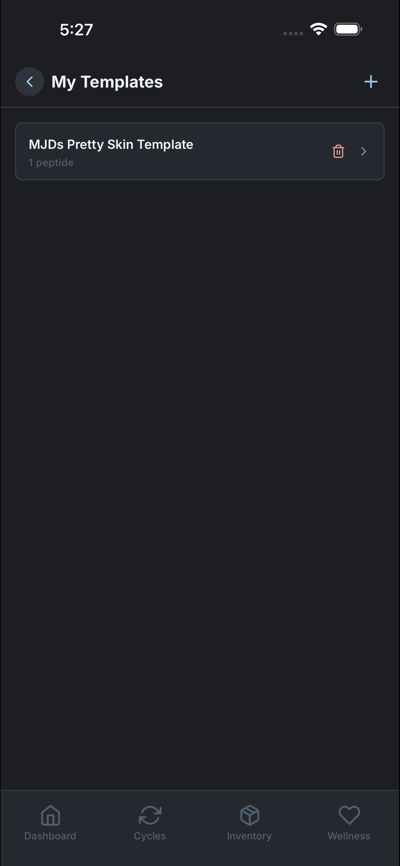 Stack templates screen