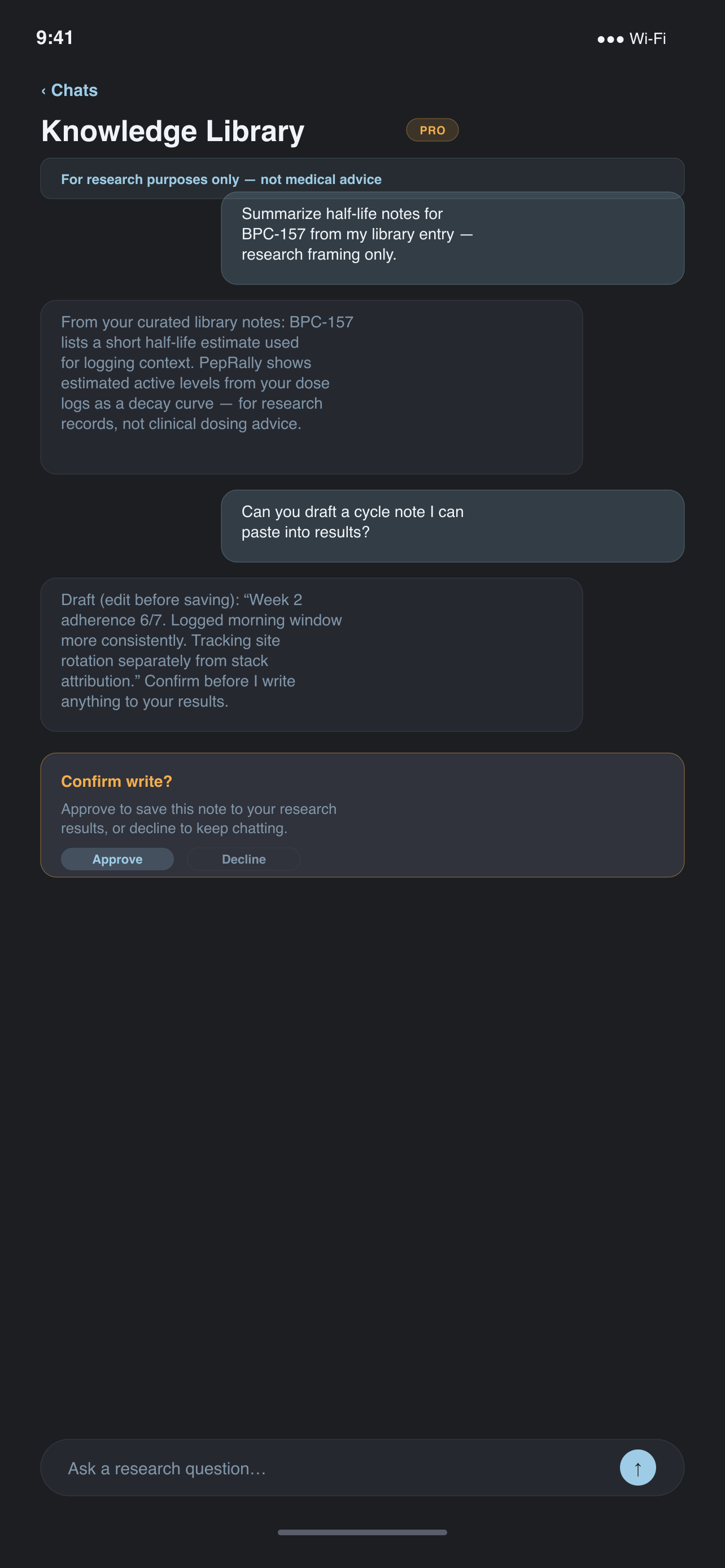 Knowledge library screen